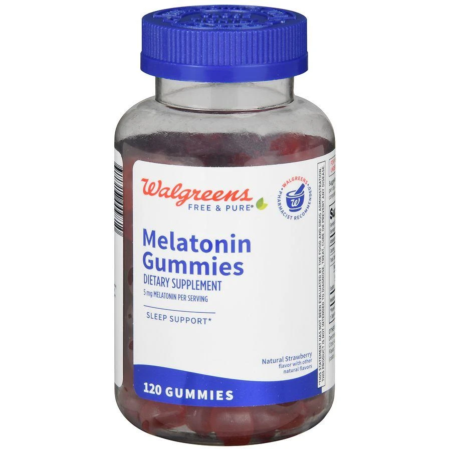 Walgreens Free & Pure Melatonin 5 mg Gummies (60 days) Natural Strawberry 1