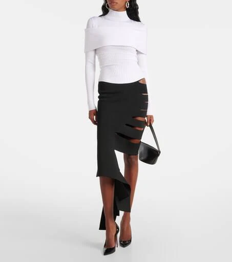 Mugler Asymmetric cutout midi skirt 2
