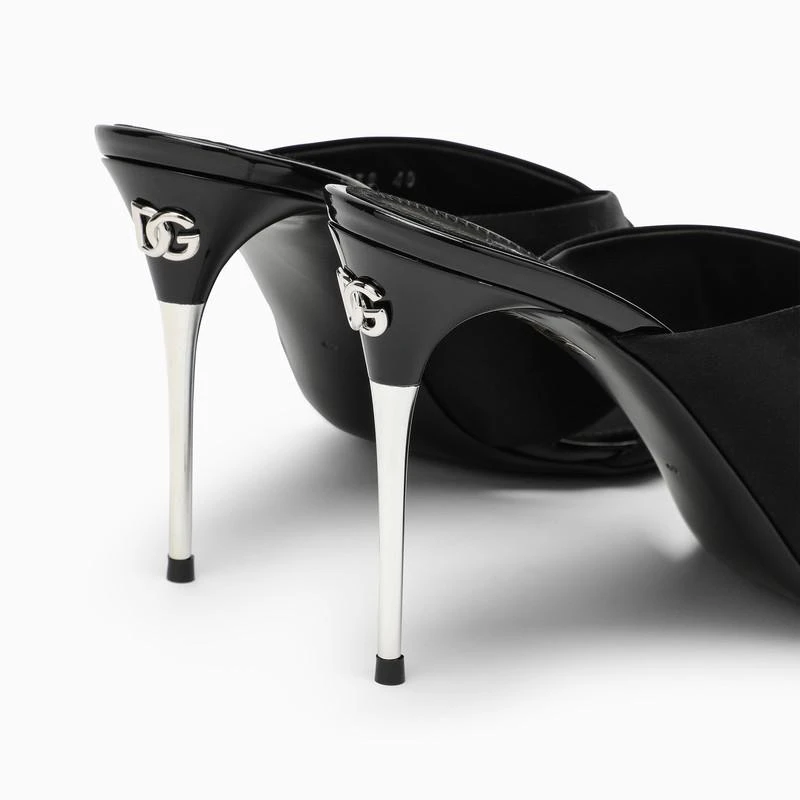 Dolce & Gabbana Black satin mule with logo 5