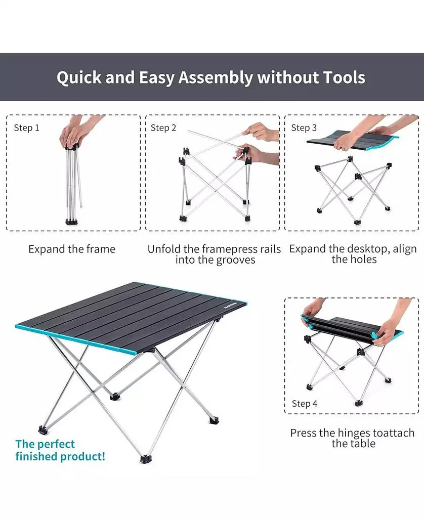 Naturehike FT08 Portable Camping Table, Ultralight Aluminum Folding Beach Table with Carry Bag for Outdoor Cooking, Picnic, Camp, Boat, Travel 6