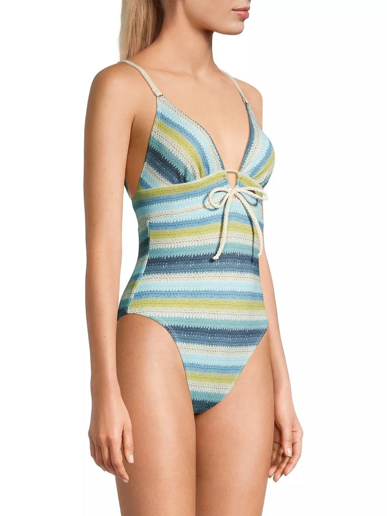 Robin Piccone Lyra Striped Keyhole One-Piece Swimsuit 4