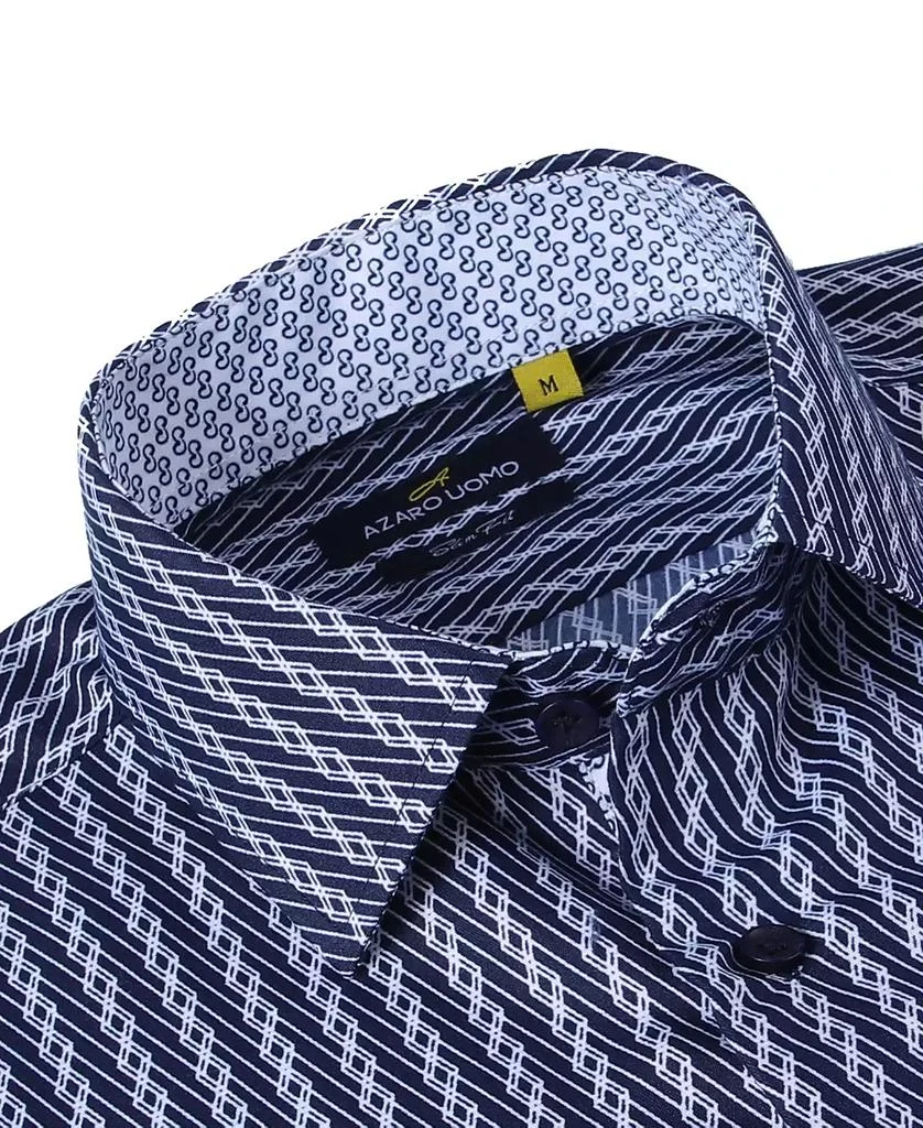 Azaro Uomo Men's Colorful Printed Casual Shirt - Slim Fit Long Sleeve Button Down