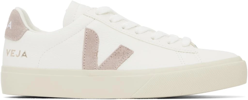 Veja White & Pink Campo Leather Sneakers 1