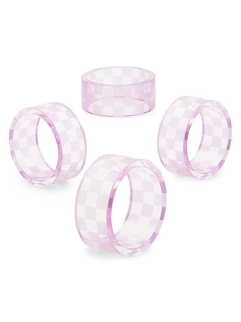MacKenzie-Childs Check Glass Napkin Rings 4-Piece Set 3