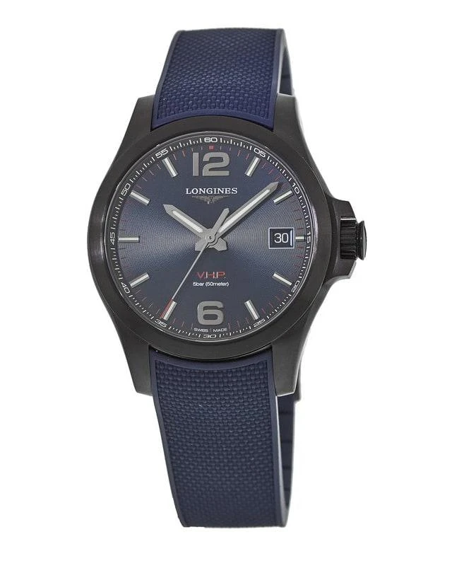 Longines Longines Conquest V.H.P. 41mm Blue Dial Blue Rubber Strap Men's Watch L3.716.2.96.9 1