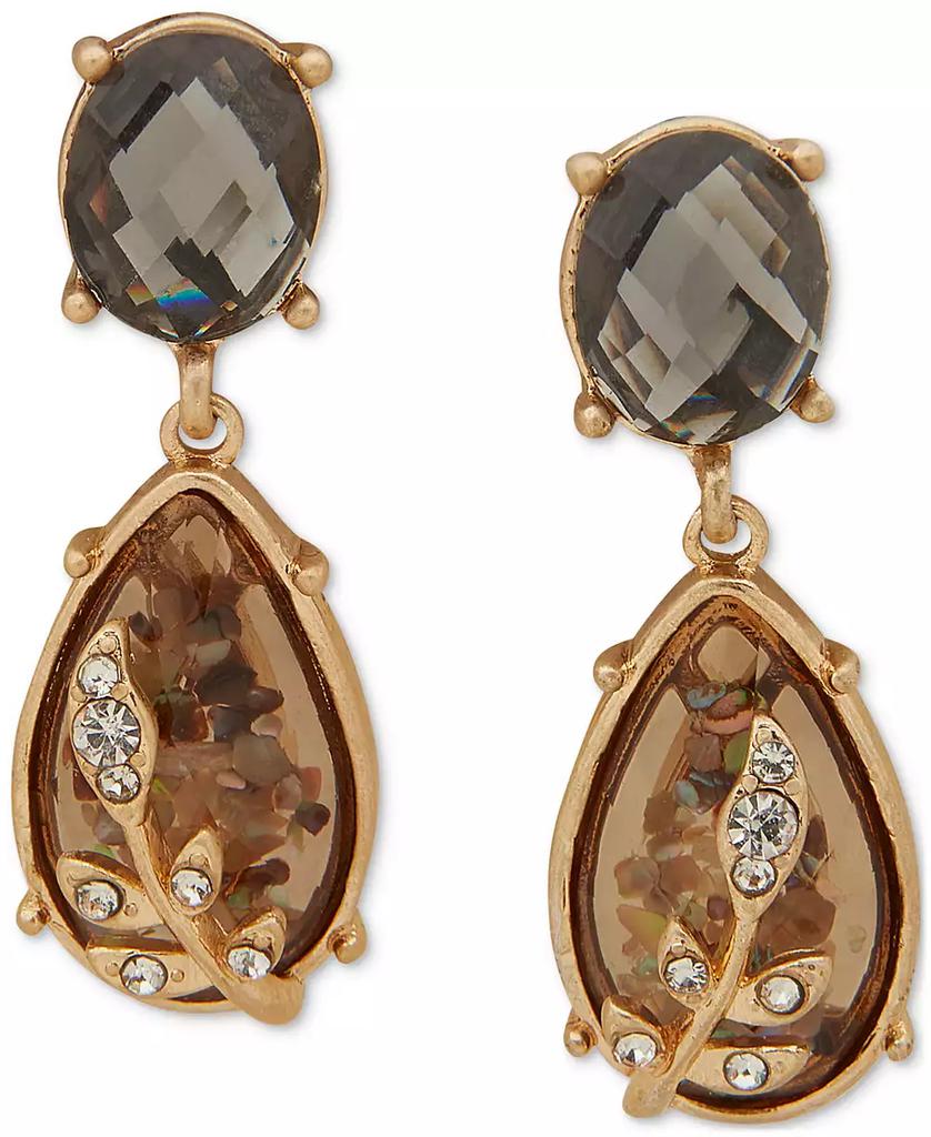 Lonna & Lilly Gold-Tone Black Post Stone Drop Earrings