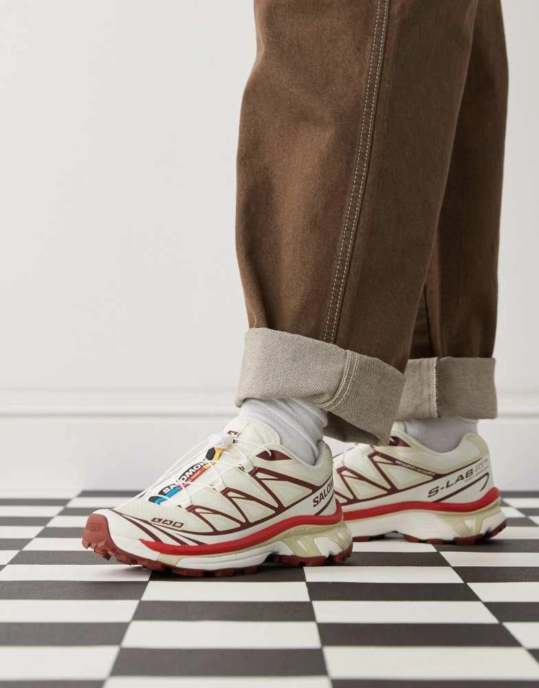 Salomon Salomon XT-6 trainers in off white and burgundy 1