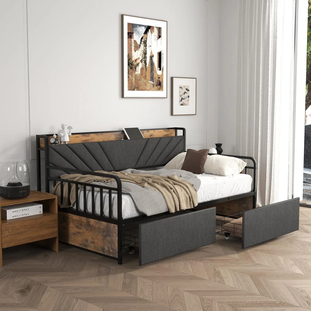 Streamdale Furniture Streamdale Twin Daybed with Drawers and Charging Station