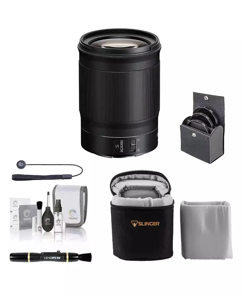 Nikon NIKKOR Z 85mm f/1.8 S Lens for Nikon Z, Bundle with 67mm Filter Kit, Soft Lens Case, Lens Cleaner, Cleaning Kit, Universal Lens Cap Tether