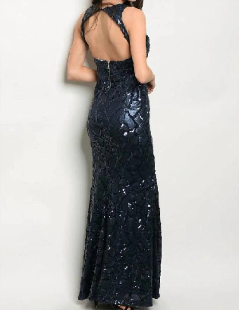 SPY zone exchange Navy Sequin Gown 2