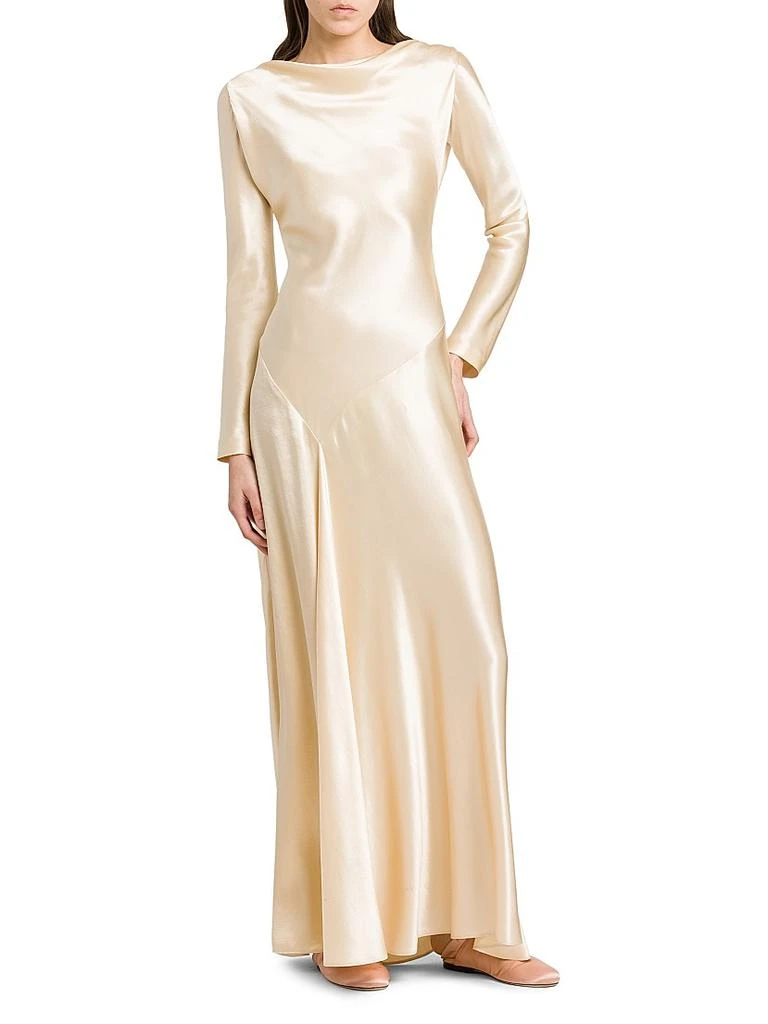 chinese dress ladies Ruches Organic Chiffon Long Dress by Alberta Ferretti – Elilhaam main image 1