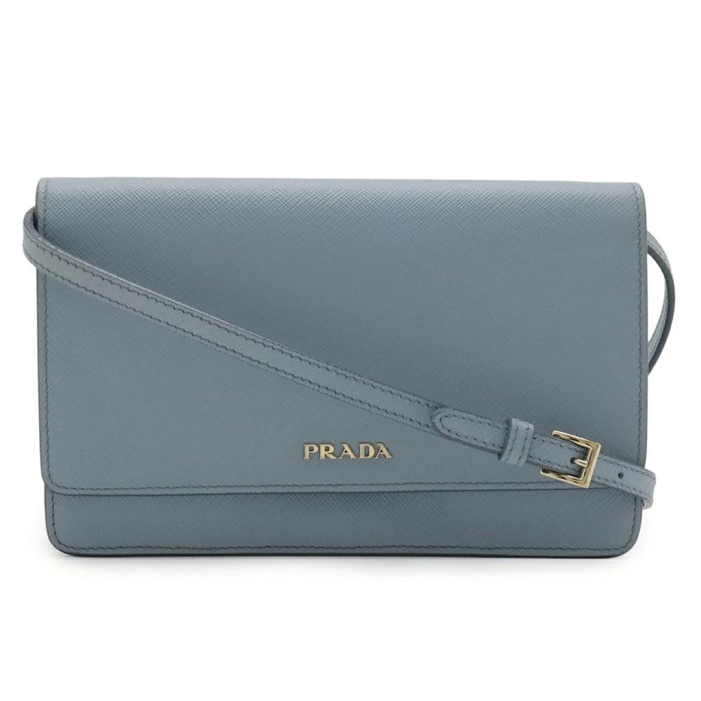 Prada Saffiano blue blue Saffiano Leather Chain/Shoulder Wallet (Pre-Owned)