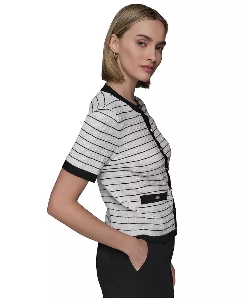 Karl Lagerfeld Paris Women's Striped Short-Sleeve Cardigan 3