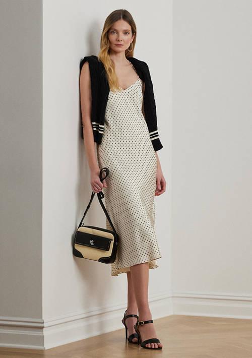 Ralph Lauren Ralph Lauren Polka Dot Satin Charmeuse Slip Dress