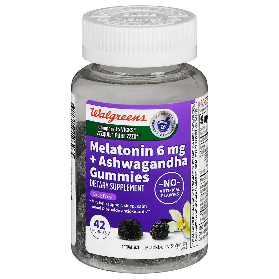 Walgreens Melatonin + Ashwagandha Gummies Blackberry & Vanilla 1