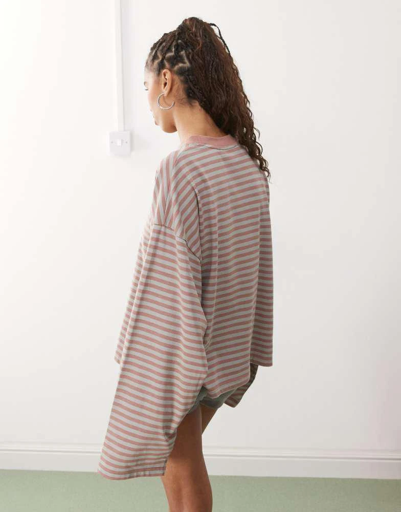 Lioness Lioness Bloom long sleeve crew neck boxy t-shirt in pink stripe 4