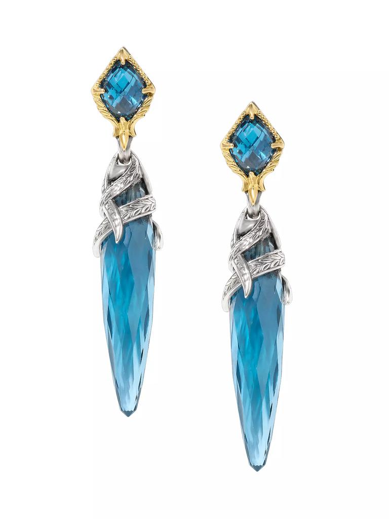 Konstantino Anthos Sterling Silver, 18K Yellow Gold & Blue Spinel Drop Earrings