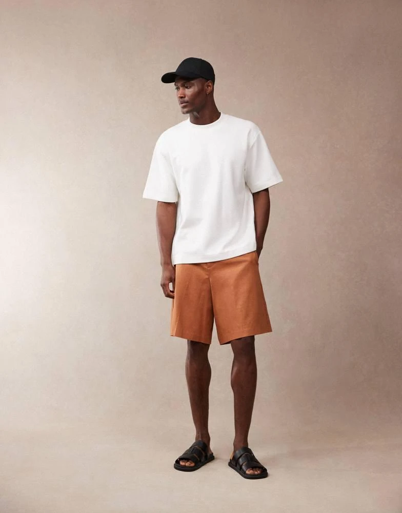 ASOS ASOS DESIGN smart linen blend bermuda shorts in rust 2