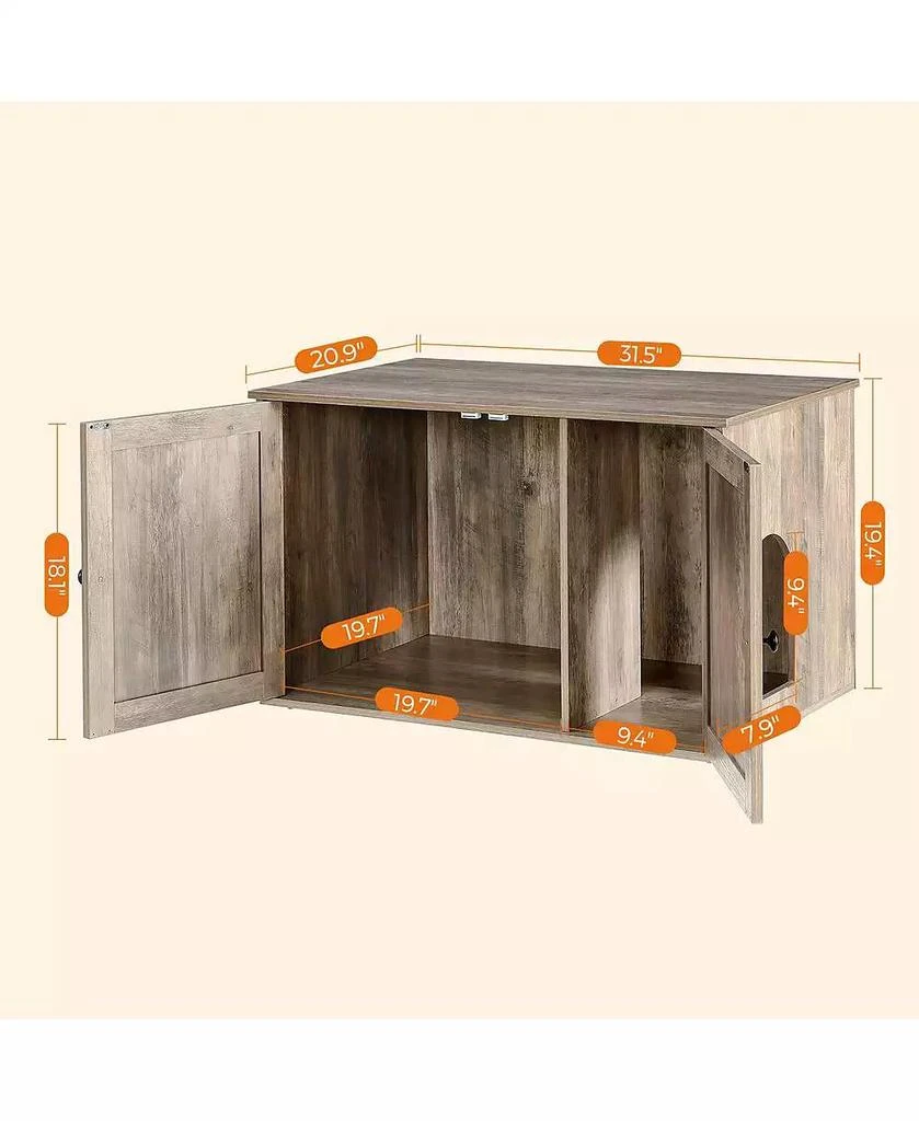 COZITO Litter Box Enclosure Cabinet with Divider, Barn-Style Doors, Hidden Cat Washroom Furniture, Indoor Use 3
