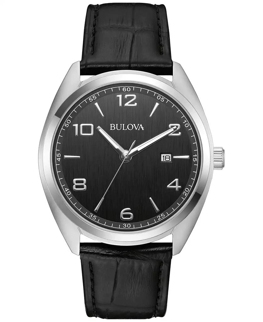 Bulova Men's Black Leather Strap Watch 42mm 1