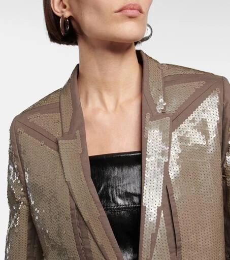 Rick Owens Sequined single-breasted cotton blazer 4