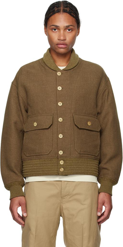 visvim Khaki & Brown Gunner Acala Reversible Bomber Jacket