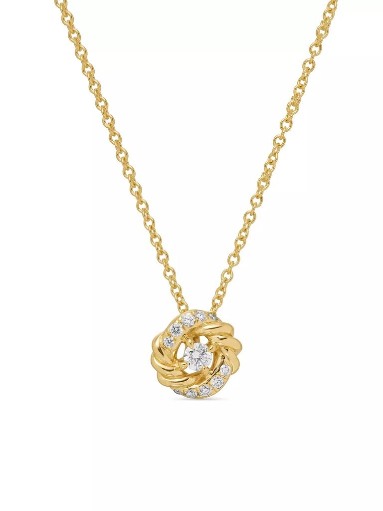 David Yurman Petite Infinity Pendant Necklace in 18K Yellow Gold with Diamonds, 8mm 1