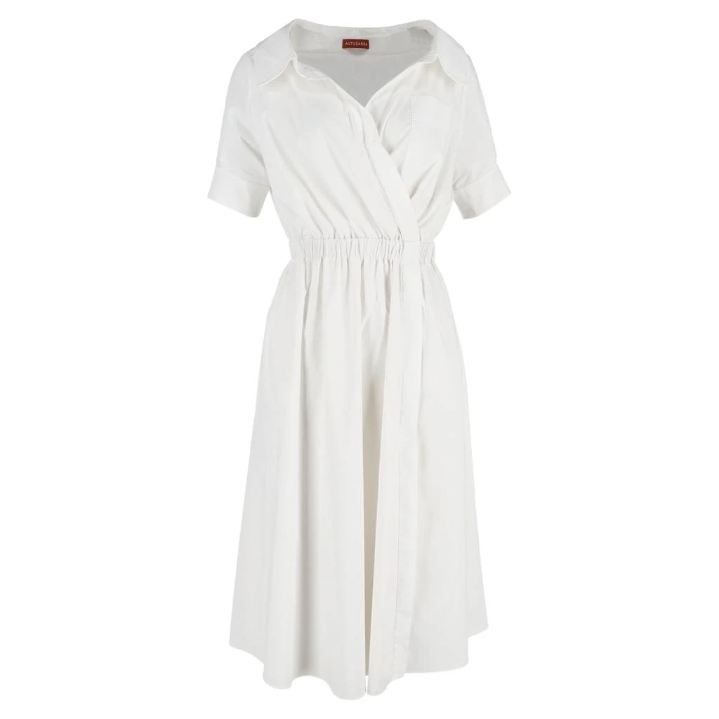 Altuzarra Lydia Gathered Poplin Midi Shirt Dress In White Cotton 1