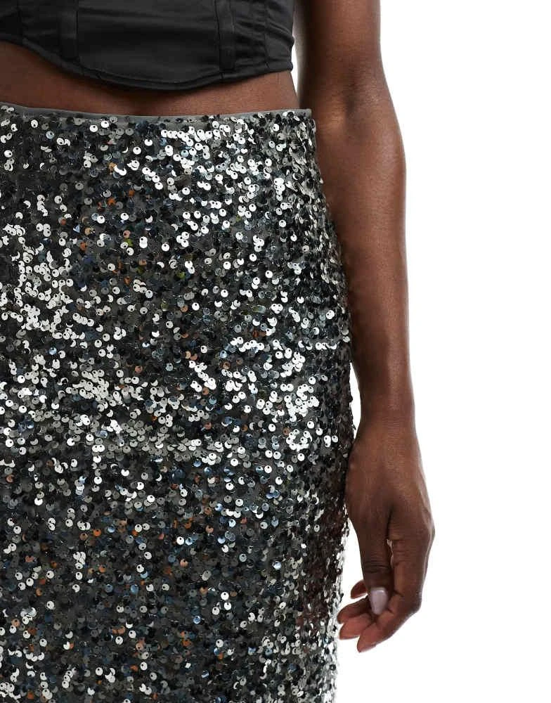 Asos Design Silver Sequin Skirt Asos Asos Design Sequin Fringe