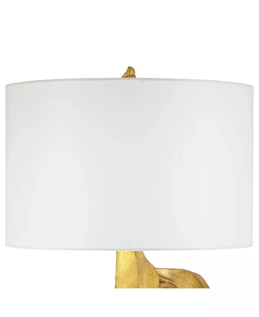 Possini Euro Design Hera Modern Vintage Glam Table Lamp 31" Tall Sculptural Rose Gold White Shade Bedroom Living Room Bedside Nightstand Office Kids 8