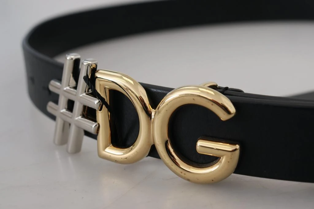 Dolce & Gabbana Black Leather Metal #DG Logo Buckle Belt 5