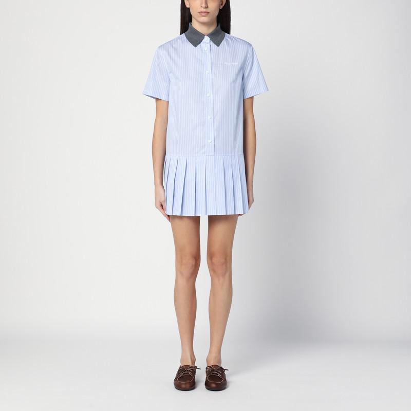Miu Miu Light blue/white striped mini chemisier dress