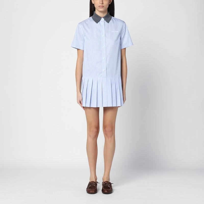 Miu Miu Light blue/white striped mini chemisier dress 1