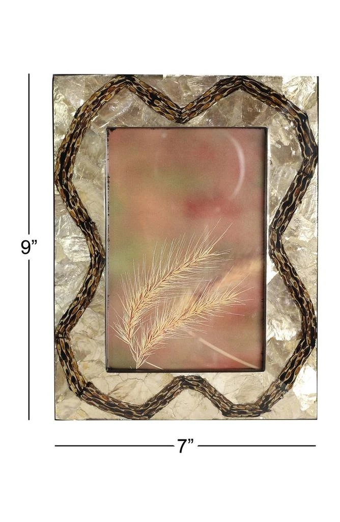 WILLOW ROW Rectangular Brown Inlaid Vervain 
Capiz Shell Picture Frame 3