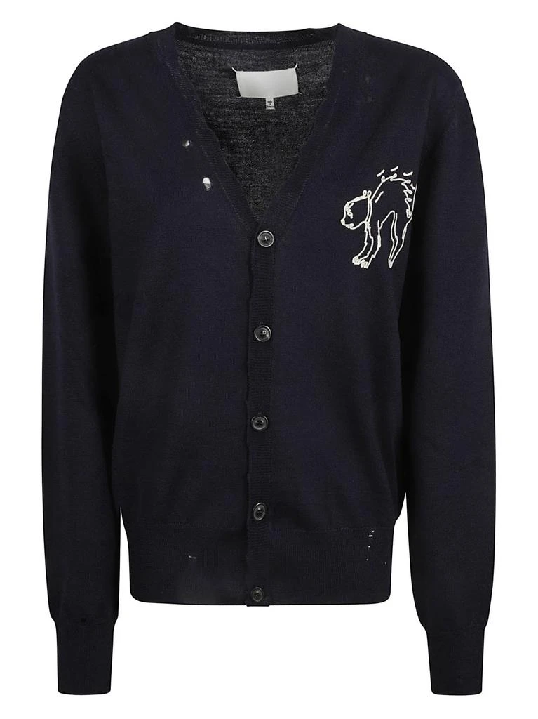 MAISON MARGIELA Maison Margiela Cat Embroidered Knit Cardigan 1