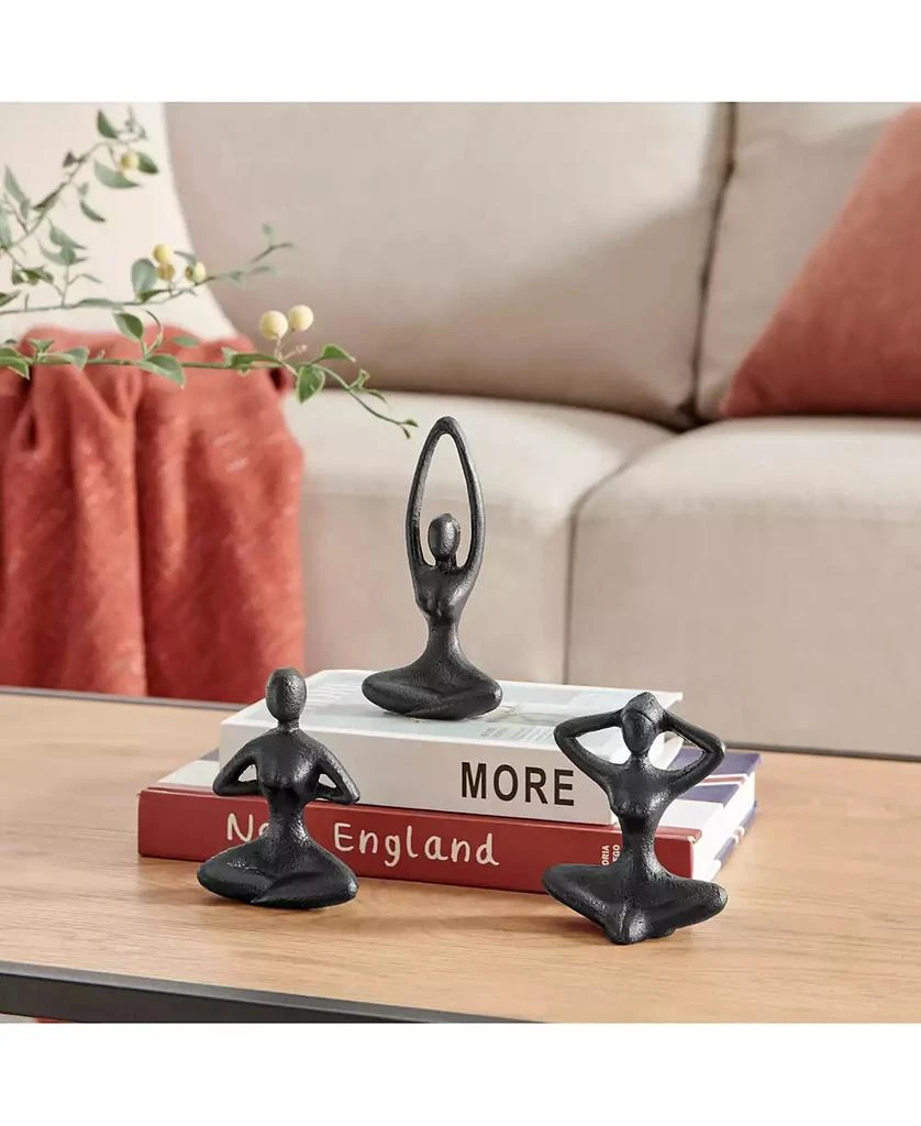 Danya B Dark Brown Cast Iron Female Peaceful Yoga Figures Sculptures Set of 3 Poses 2