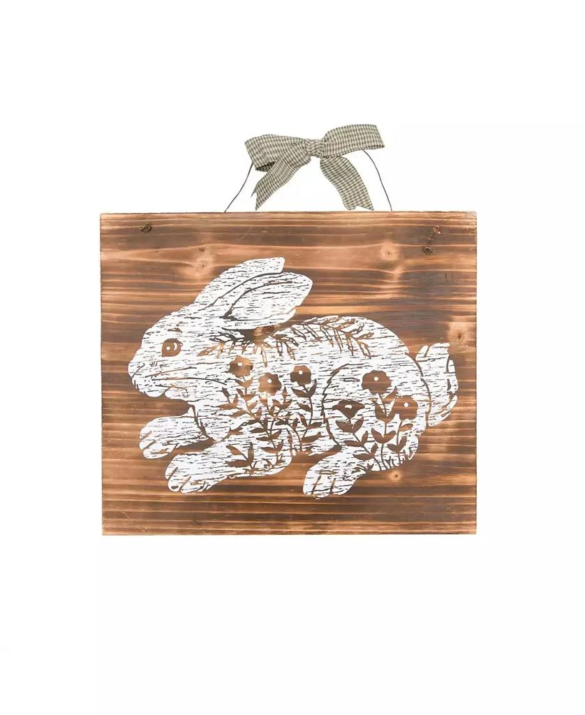 Gallerie II Etched Farmhouse Easter Rabbit Bunny Wood Hanging Wall Art 13" x 15"