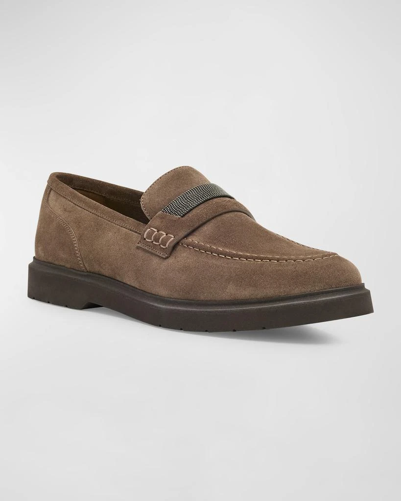 Brunello Cucinelli Suede Monili Penny Loafers 3