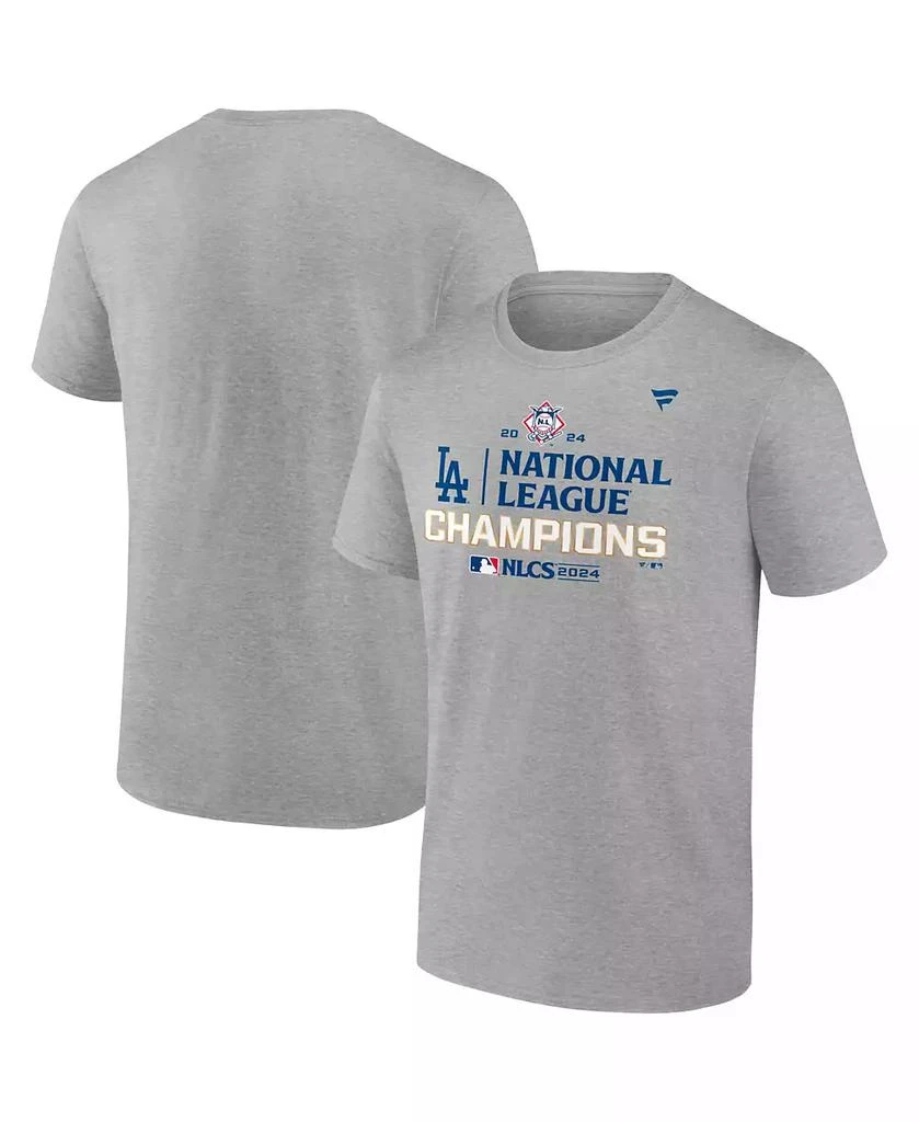 Fanatics Men's Heather Gray Los Angeles Dodgers 2024 National League Champions Locker Room T-Shirt 1