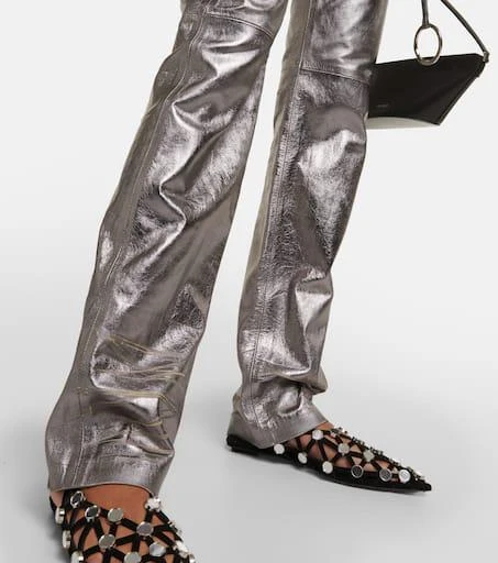 The Attico Metallic leather straight pants 5