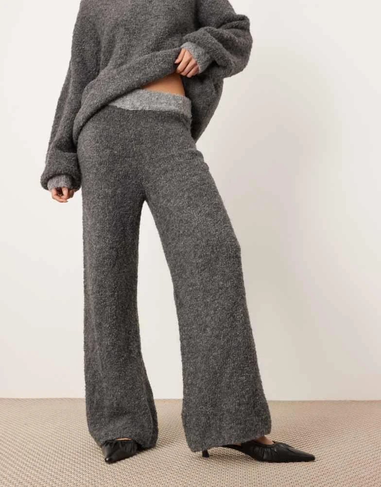 ASOS ASOS EDITION boucle knit wide leg trouser co-ord in charcoal 2