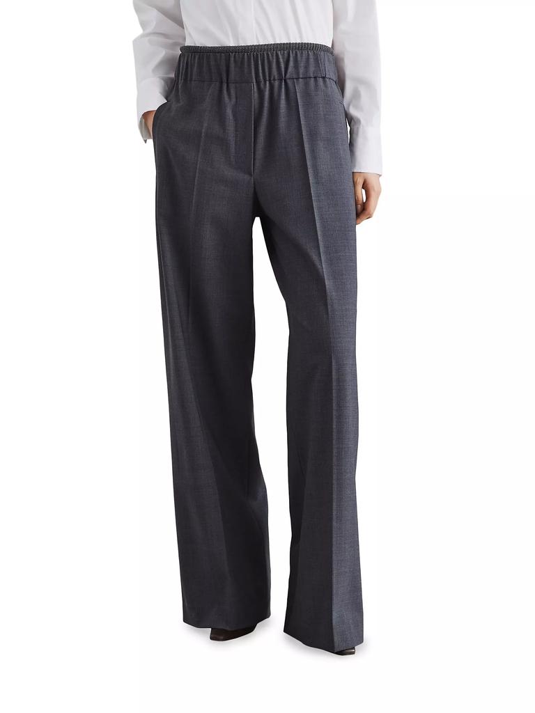 Brunello Cucinelli Tropical Luxury Wool Loose Track Trousers