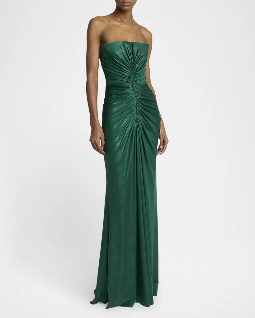Elie Saab Strapless Ruched Coated Jersey Gown 2