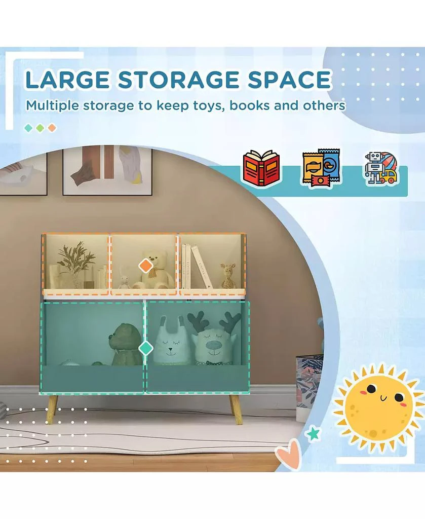 HONGGE 2 Tier Kids Bookcase with Toy Storage Compartments 5
