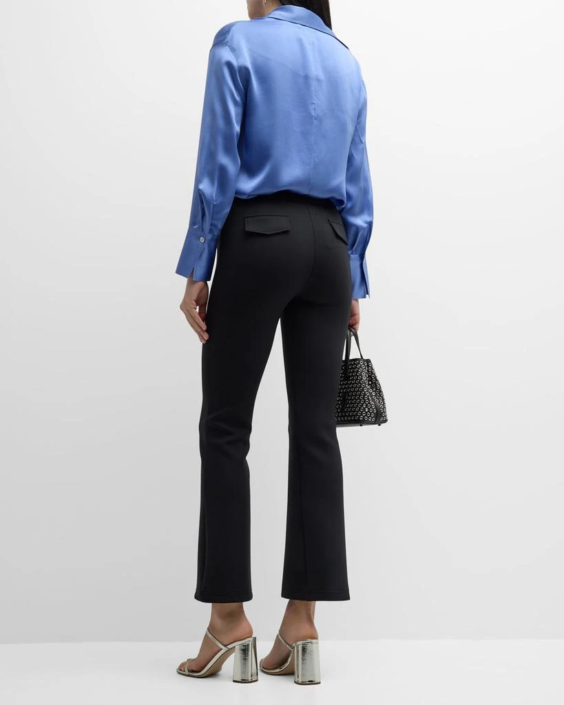 Brandon Maxwell Cropped Flare Neoprene Trousers with Front Crease 4