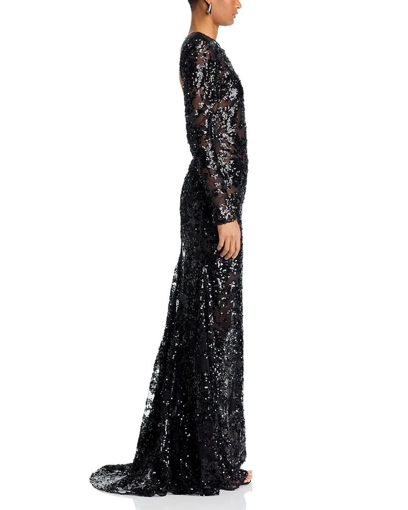 Victoria Beckham Sequin Long Sleeve Gown 5