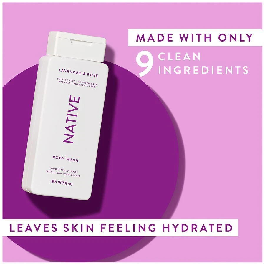 Native Body Wash, Sulfate Free, for Women and Men Lavender & Rose 7