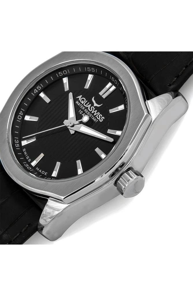 AQUASWISS Unisex Classic IV Leather Strap Watch, 50mm 2