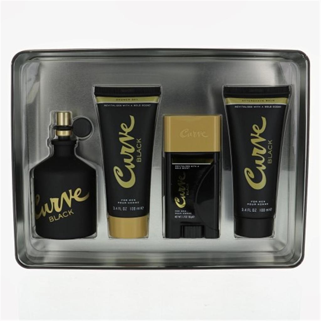 Liz Claiborne 4.2 oz Curve Black Eau De Cologne Spray for Men - 4 Piece