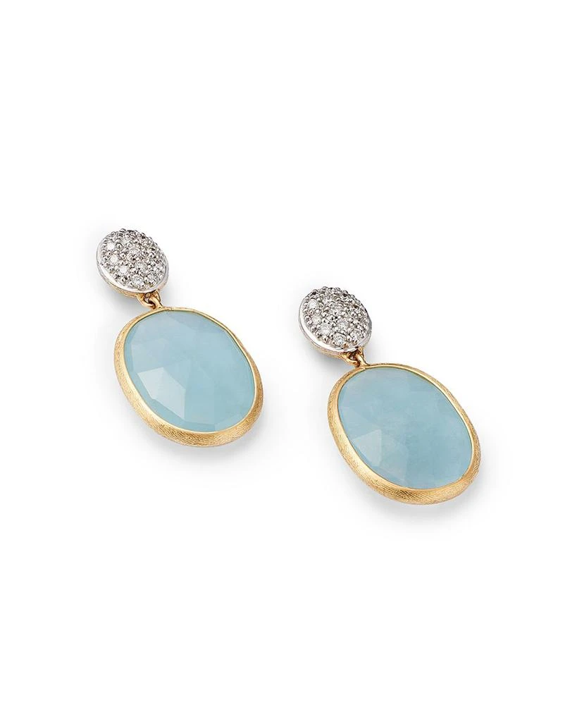 Marco Bicego 18K White & Yellow Gold Siviglia Aquamarine & Diamond Cluster Drop Earrings 3